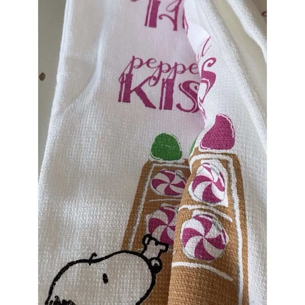 2 Pack Peanuts Snoopy Gingerbread DogHouse Christmas Kitchen Towels 16 X 28
